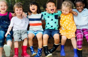 Happy group of young children